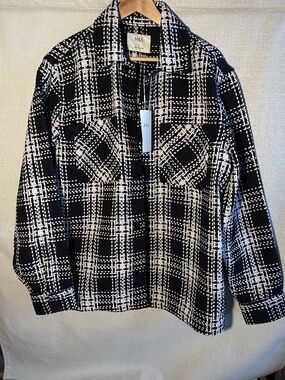 Men’s Black & White Check Overshirt Jacket
